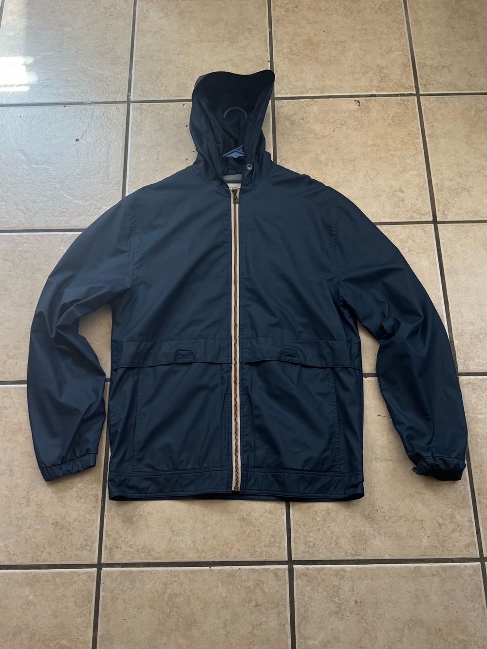 Weatherproof Men's Navy Hooded Zip-Up Windbreaker